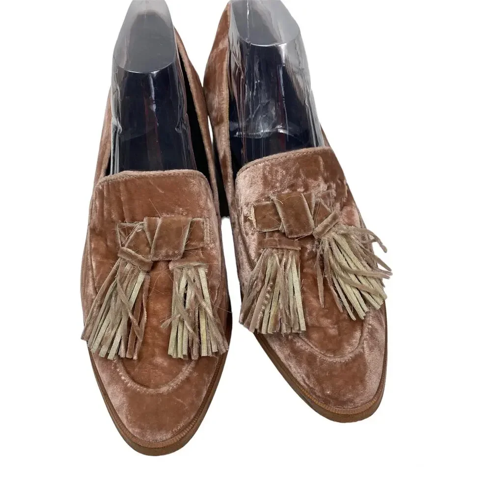 Rebecca Minkoff Edie Heels Blush Suede Velvet Tassel Loafer Pump 7 1/2 M 5182134